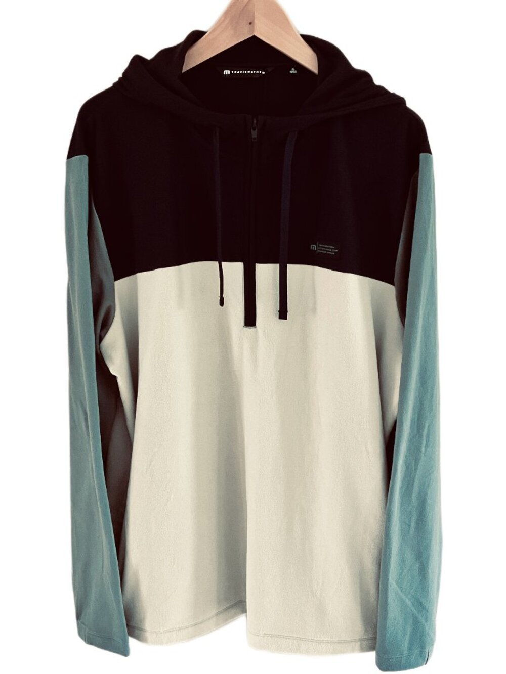 TravisMathew Men's Brrr Season 1/4 Zip Golf Pullover Size XL Black/Green/Beige - Picture 11 of 14